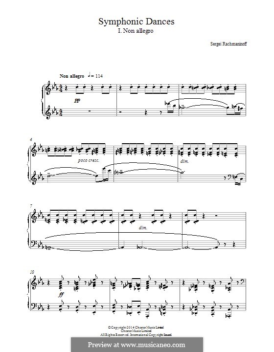 Purchase Download Piano Sheet Music Symphonic Dances, Op 45 1. Non Allegro Pdf